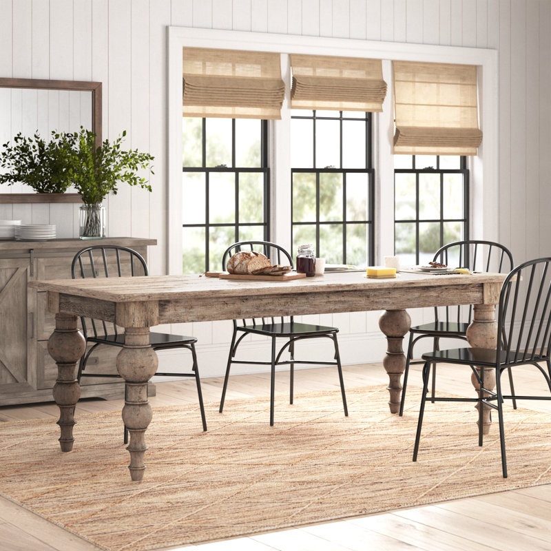 Laurel Foundry Modern Farmhouse® Ayala 84" Rectangular Pine Dining Table & Reviews | Wayfair